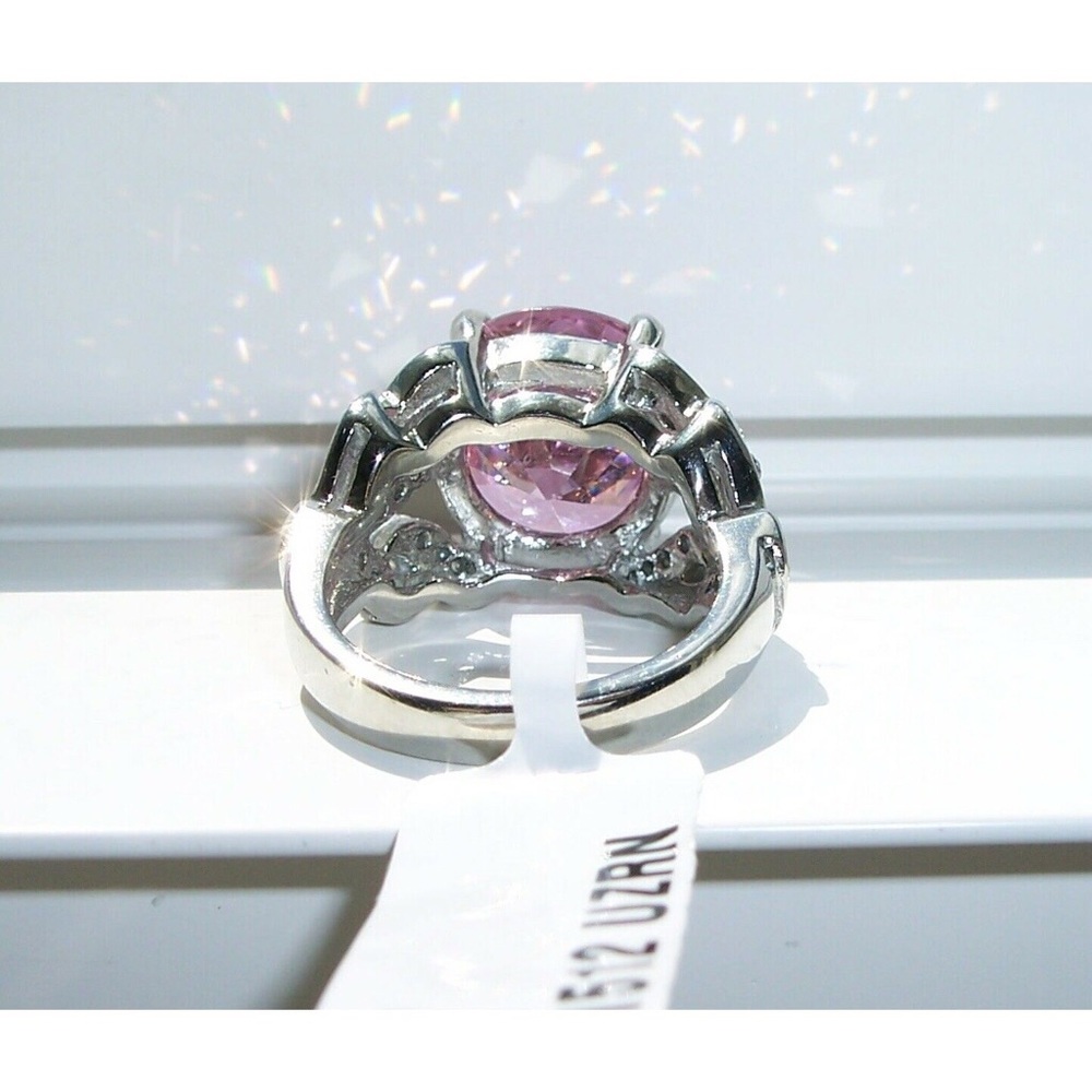 STAINLESS STEEL Huge Simulated Pink Sapphire Ring - Picture 9 of 12